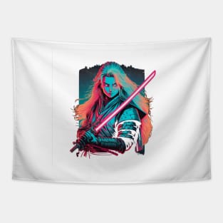 neon samurai logo Tapestry