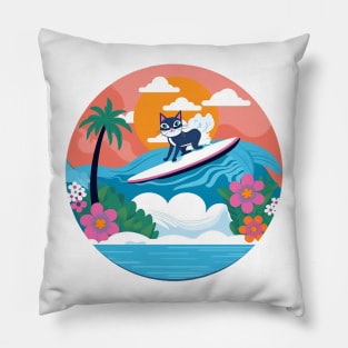 Surfing Shag Kitty Pillow