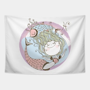 Zodiac Pisces Cute Kid Design Horoscope Gift Tapestry