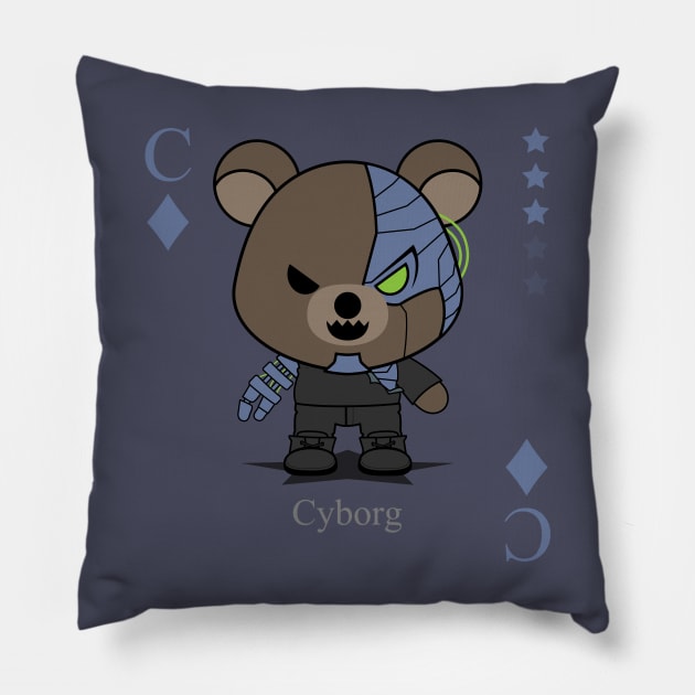 Cyborg killing machine Evil bear cute scary cool Halloween card Nightmare Pillow by ACDC Animal Cool Dark Cute