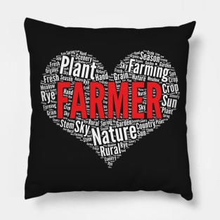 Farmer Heart Shape Farming Tractor print Pillow