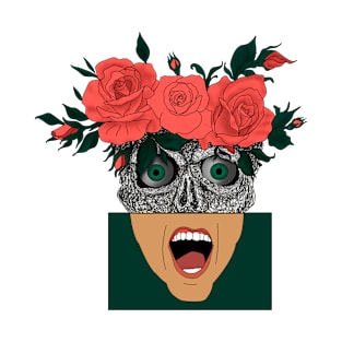 Skull, roses and pop art T-Shirt