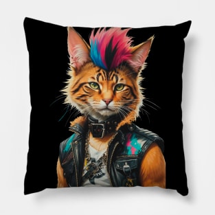 1980s Retro Punk Cat Pillow