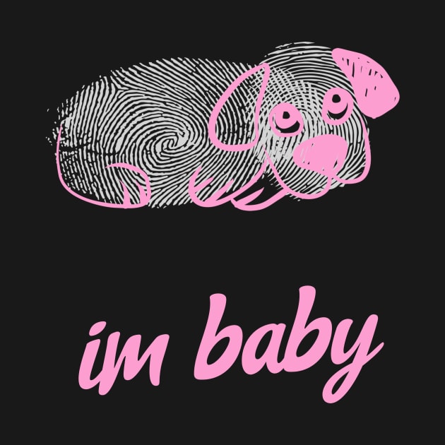 Im Baby Cute Puppy Dog Kawaii Pink And White by BitterBaubles