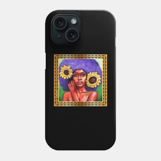 Beautiful African Woman with Sun Flowers Phone Case