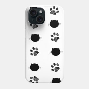 Cat and paw prints Phone Case