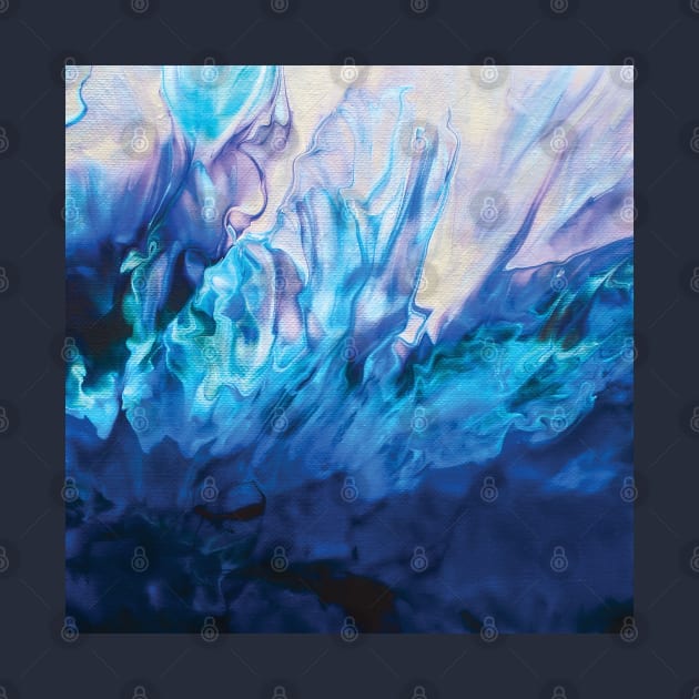 Bright Blue Acrylic Pour Painting by One Creative Pup