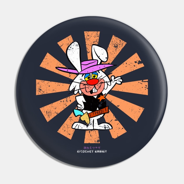 Ricochet Rabbit Retro Japanese - Ricochet Rabbit - Pin | TeePublic