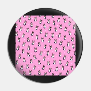 Cute Boston Terrier Pattern Pink Pin