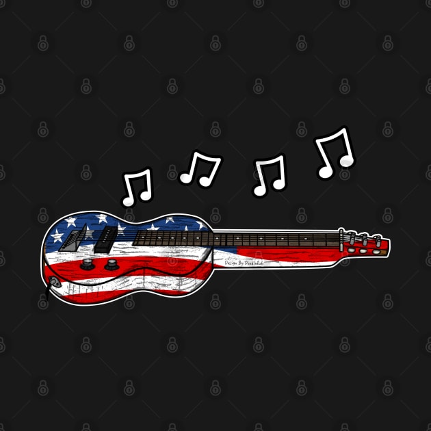 4th July Lap Steel Guitar USA Flag Slide Guitarist by doodlerob