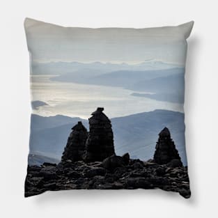 Three Cairns located near the summit of Ben Nevis Pillow