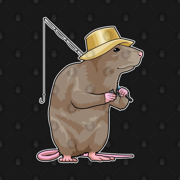 Rat at Fishing with Fishing rod by Markus Schnabel