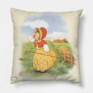 Vintage Mother Goose Nursery Rhymes, Little Bo Peep by Mary Lafetra Russell Pillow