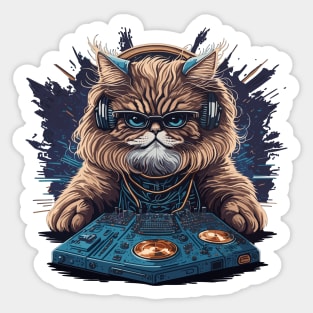 DJ cat with mixer' Sticker