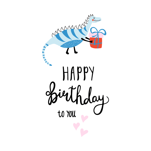 Birthday congratulations with lettering and dinosaur by DanielK
