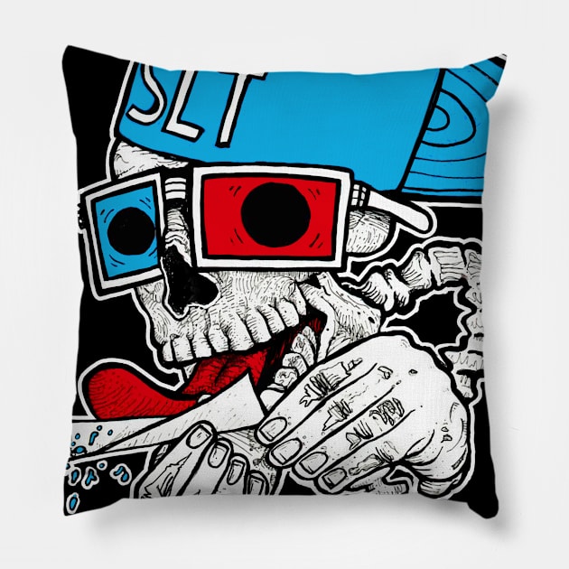 Rollin skull slt classic Miskeldesign Pillow by miskel