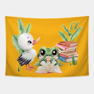 Duck Frog Watercolor Tapestry