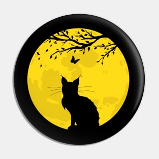Black Cat Yellow Moon Pin