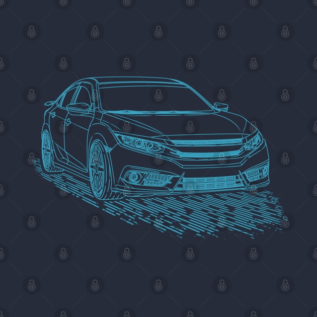 JDM Civic Lineart Blueprint by Guyvit