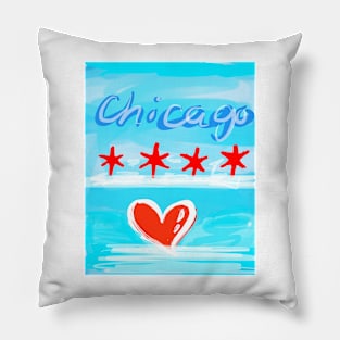 Chicago Flag & Heart Pillow