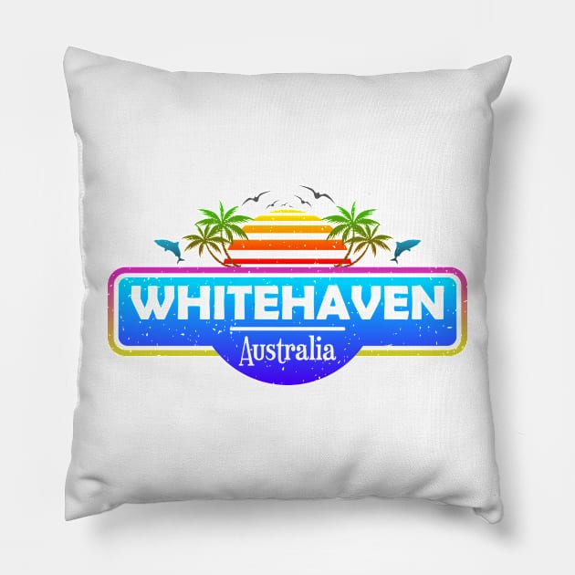 Whitehaven Beach Australia, Tropical Palm Trees Sunset – Summer Pillow by Jahmar Anderson