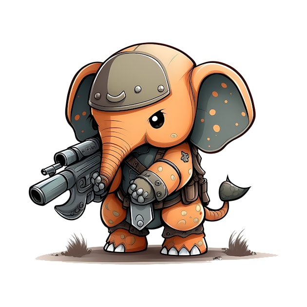 Armored Cute Elephant Holding a Riffle by WalldeMar