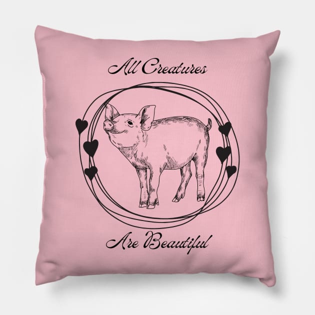 All Creatures are Beautiful Pillow by TrapperWeasel