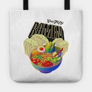 Ramen Waves Vegetarian Noodles Kawaii Katakana Tote