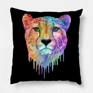 Rainbow Drip Cheetah Print Pillow