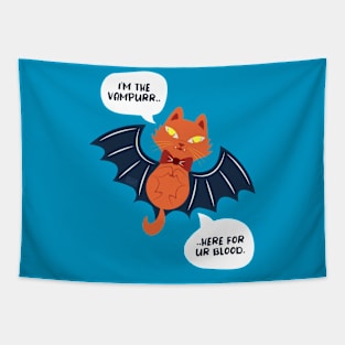 Funny Halloween Comics Bats Vamp Vampire Cat Vampurr Blood Tapestry