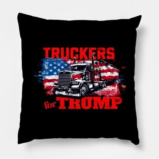 Truckers for Trump Donald Trump Supporter Truckers for America Truck Driving Trucks American Flag Patriotic Pillow