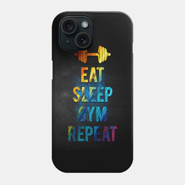 Eat sleep gym repeat Phone Case by Durro