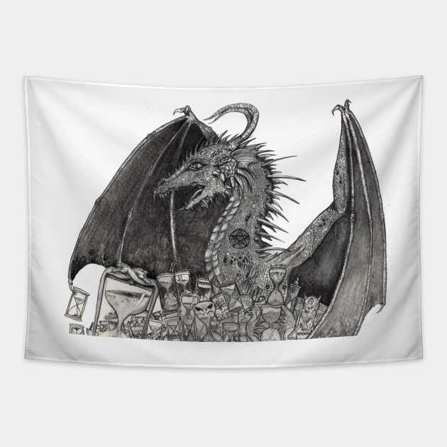 Dragon and Hourglasses Tapestry by pegacorna