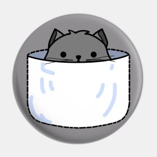 Grey Pocket Kitten Pin