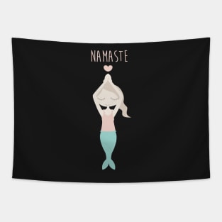 Namaste Yoga Mermaid Lady with Peace in Mind Tapestry