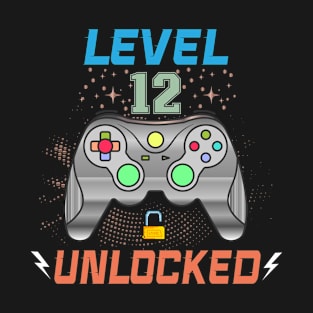 Level 12 Unlocked 12th Birthday Gamer Gifts 12 Year Old Boys T-Shirt