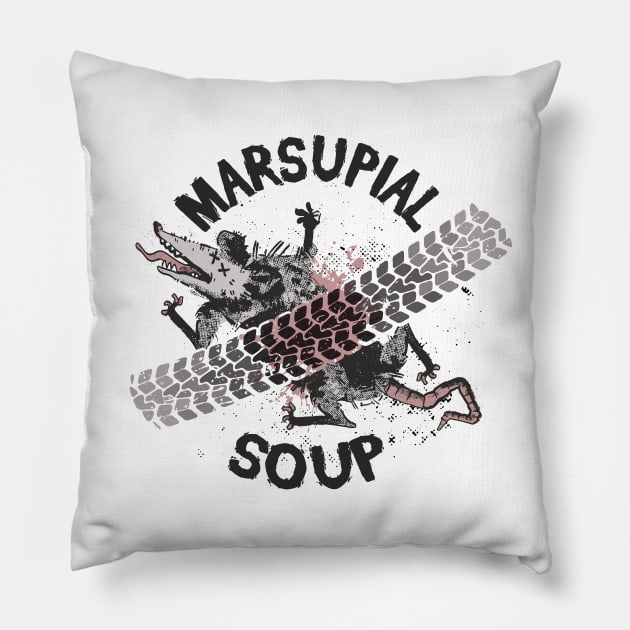 Possum Roadkill - Marsupial Soup Pillow by Graphic Duster