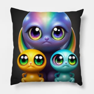 Cute Rainbow Creature Friends Detailed Pillow