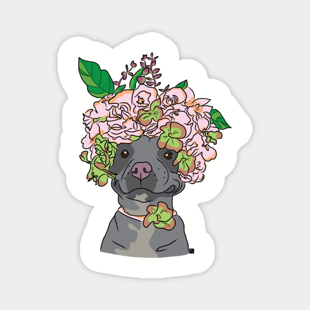 Pretty Pittie with Flower Crown Magnet by AltTabStudio