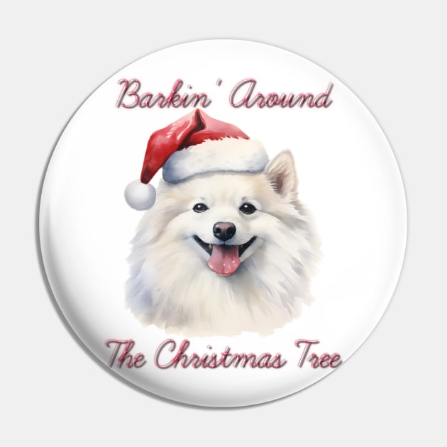 Christmas Japanese Spitz Dog in Santa Hat Pin by Pawsitive Curios