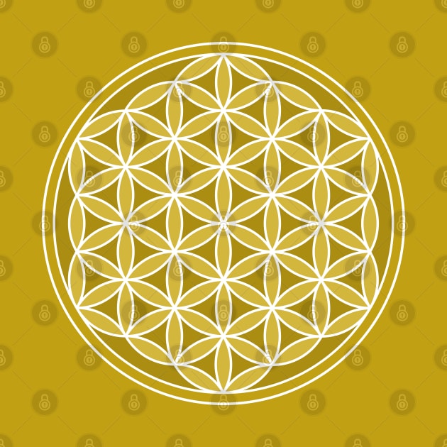 Flower of Life Golds & White by NataliePaskell