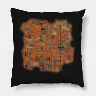 Rust-colored Pattern with Random Shapes and Lines Pillow