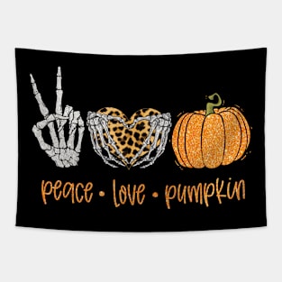 Halloween Peace Love Pumpkin Fall Tapestry