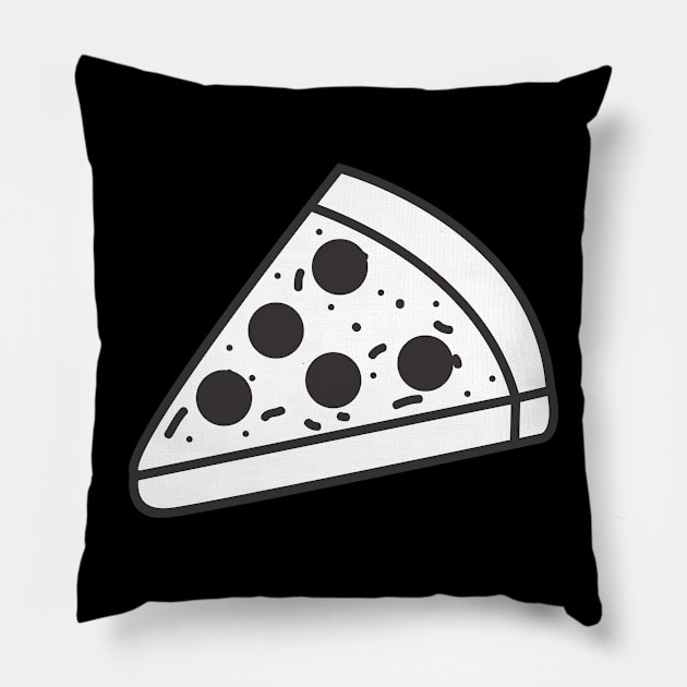 Chicago Deep Dish Pizza Black and White Pillow by InkyArt