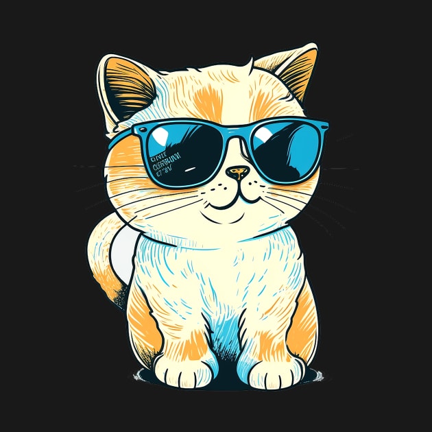 Cute ginger cat wearing sunglasses by ramith-concept