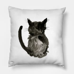 Cat in  wet ink drawing Pillow