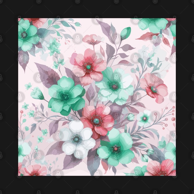 Pink Pastel Spring Flowers by Siha Arts