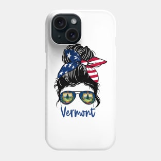 Vermont girl Messy bun , American Girl , Vermont Flag Phone Case