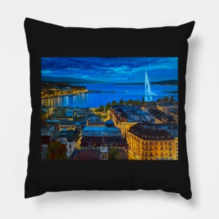 Rooftop Geneva by Night | Pillow