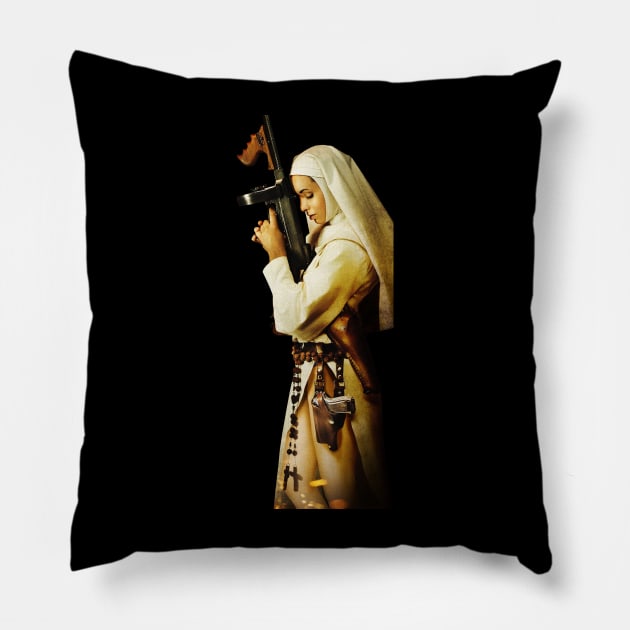 Guzman - Nude Nuns with Big Guns Pillow by Ebonrook Designs